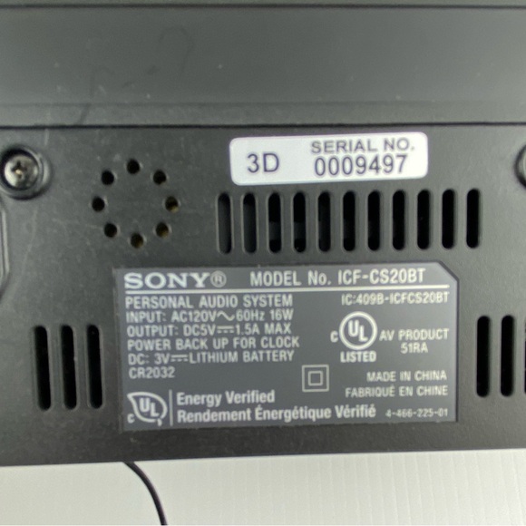 Sony Bluetooth Wireless Alarm Clock Radio Speaker System Black ICF-CS20BT - Picture 8 of 11